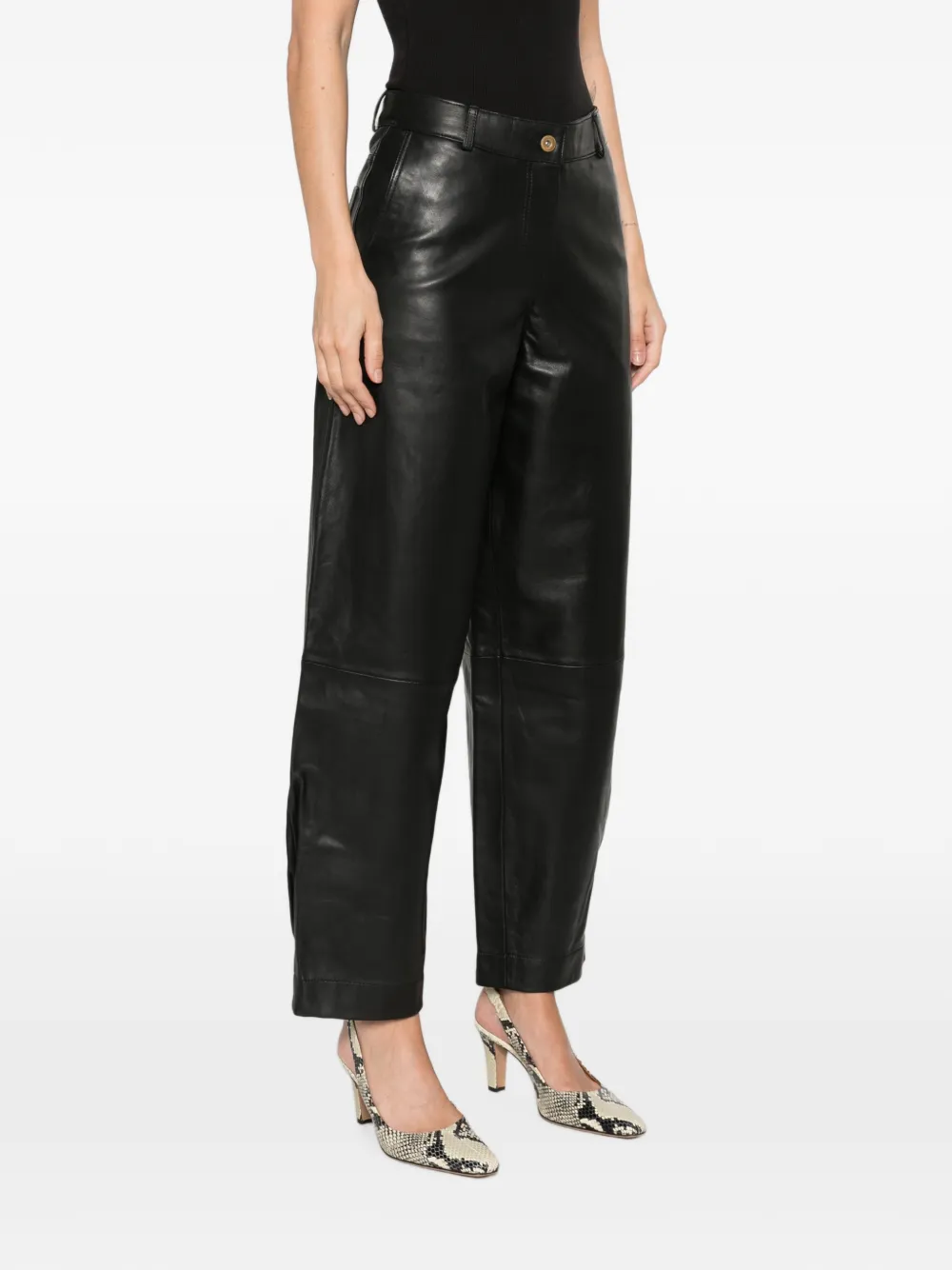 Sessùn Carlea leren broek met toelopende pijpen Zwart