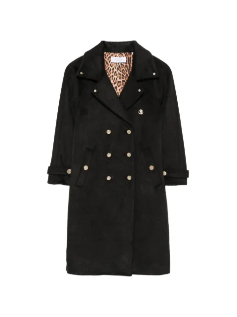 Roberto Cavalli Junior double-breasted logo-plaque coat
