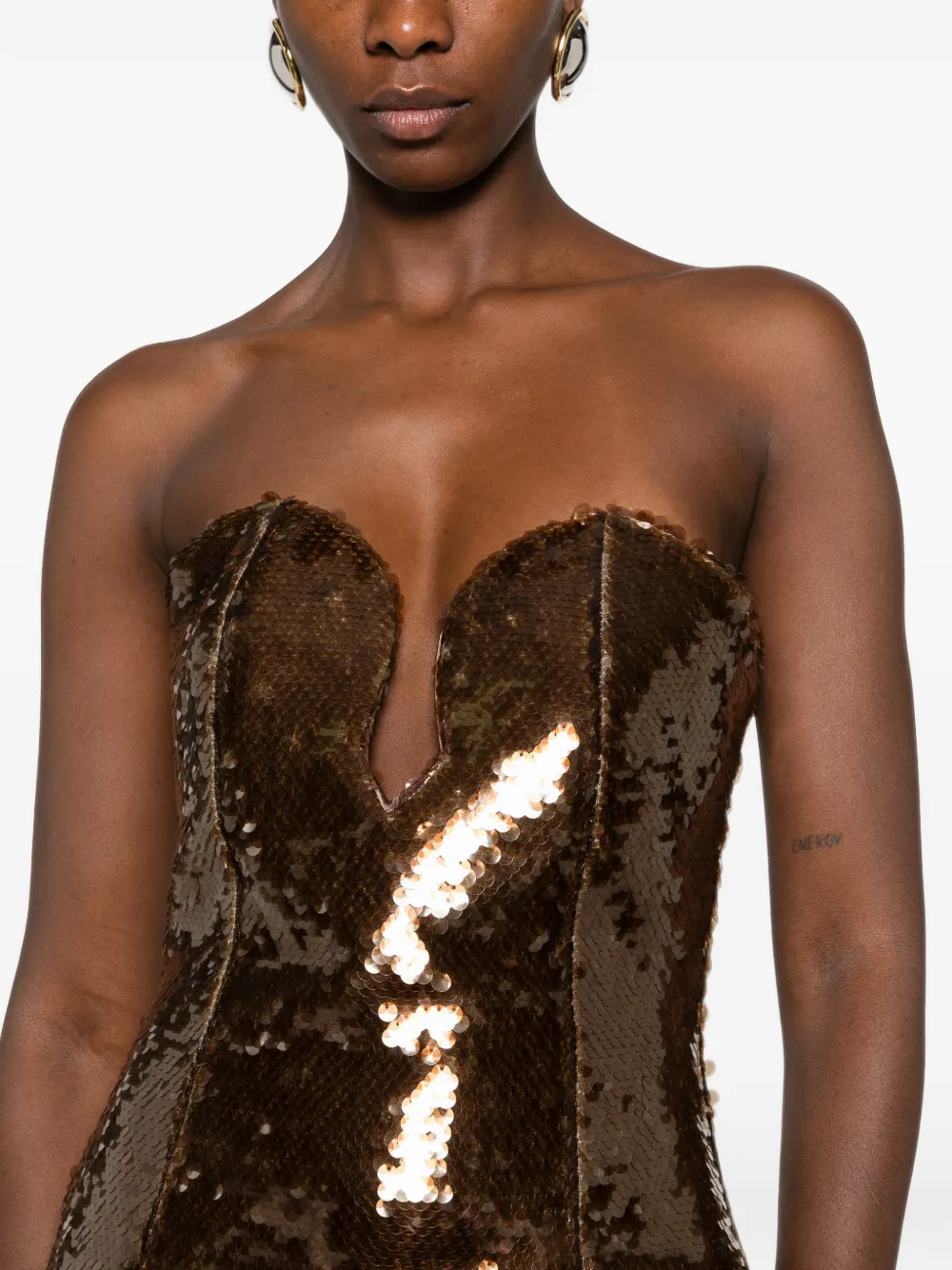 The New Arrivals Ilkyaz Ozel Jurk verfraaid met pailletten Bruin