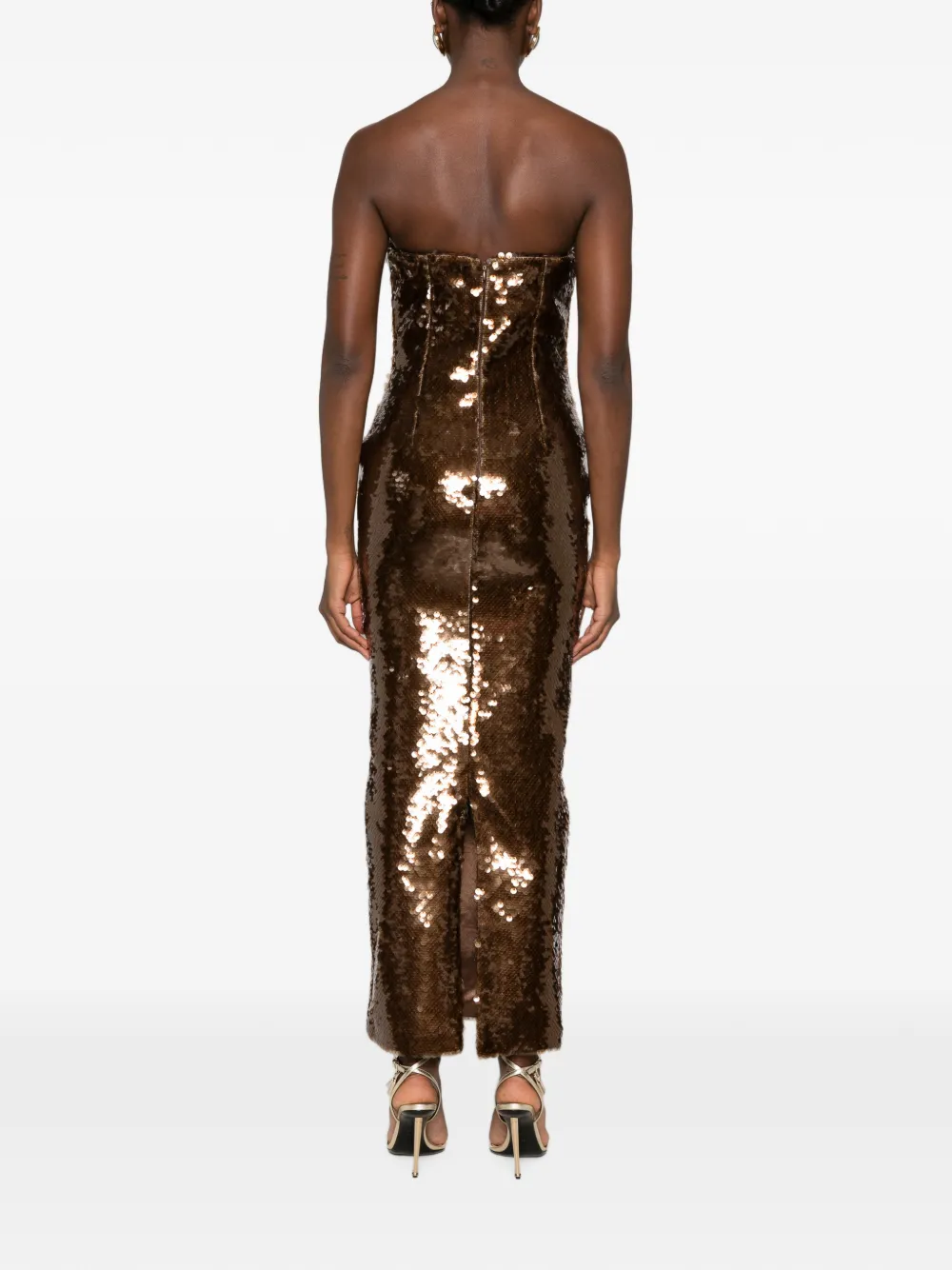 The New Arrivals Ilkyaz Ozel Jurk verfraaid met pailletten Bruin