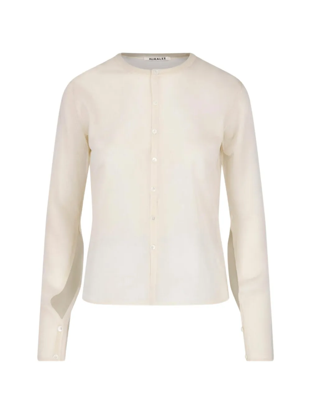 Auralee button-up crew-neck top