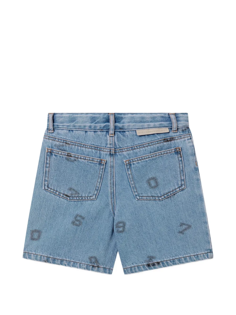 Stella McCartney Kids graphic-print denim shorts Blauw