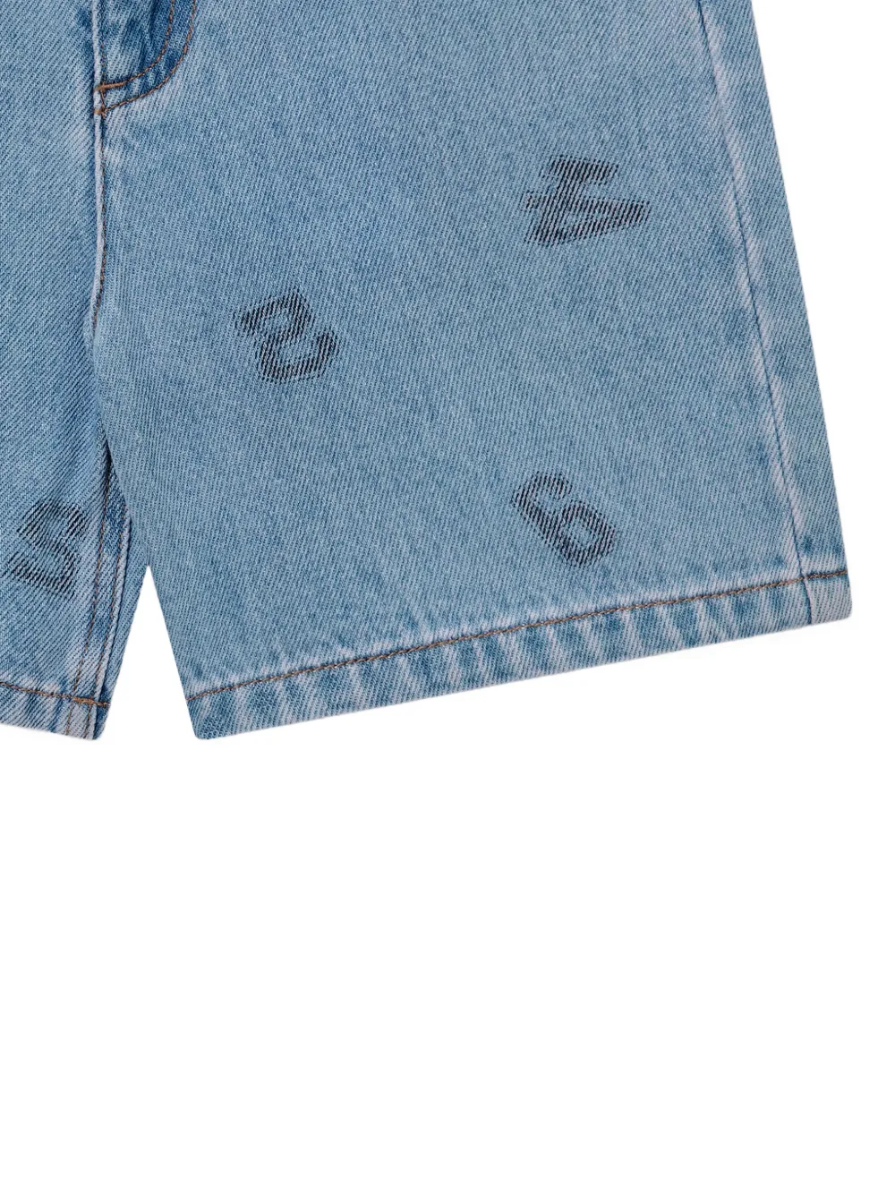 Stella McCartney Kids graphic-print denim shorts Blauw
