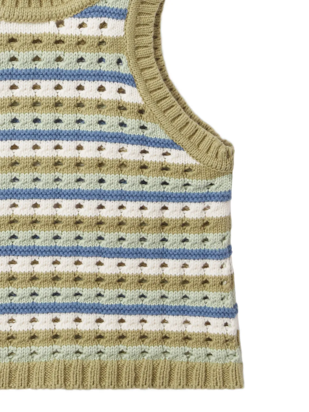 Stella McCartney Kids striped logo-embroidered knit top Groen