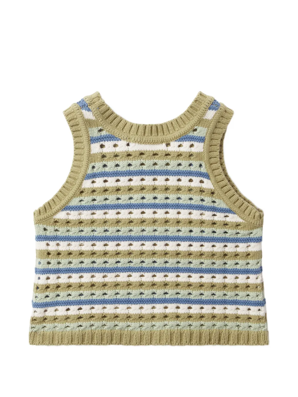 Stella McCartney Kids striped logo-embroidered knit top Groen
