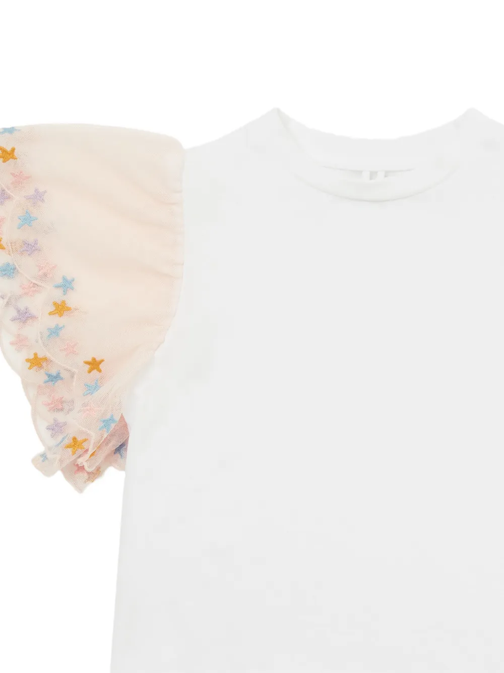 Stella McCartney Kids T-shirt met geborduurde ster en gewelfde afwerking Wit
