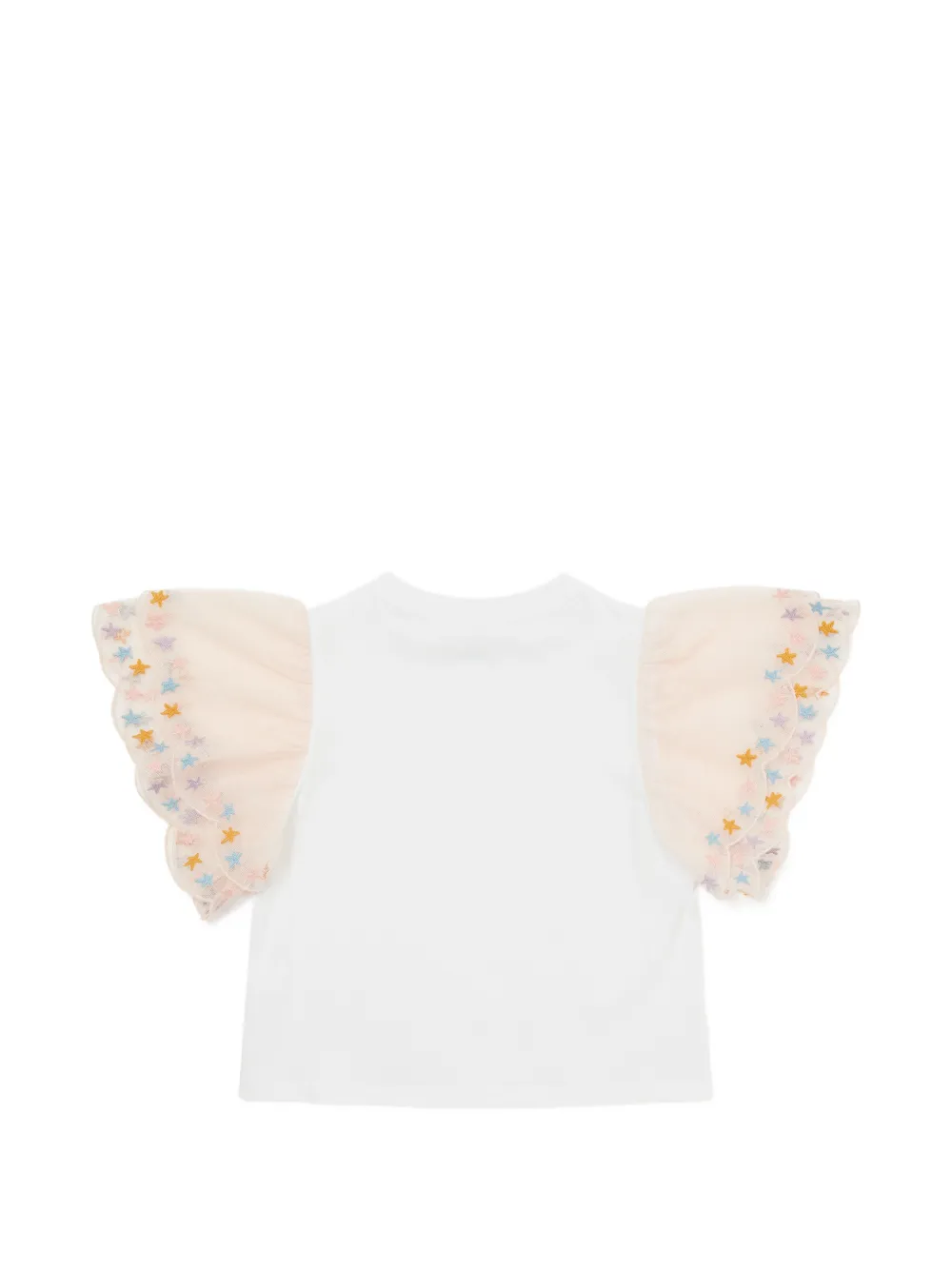 Stella McCartney Kids T-shirt met geborduurde ster en gewelfde afwerking Wit