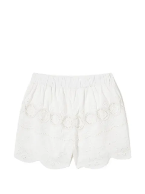 Stella McCartney Kids 브로드리 앙글레즈 물결 헴 쇼츠