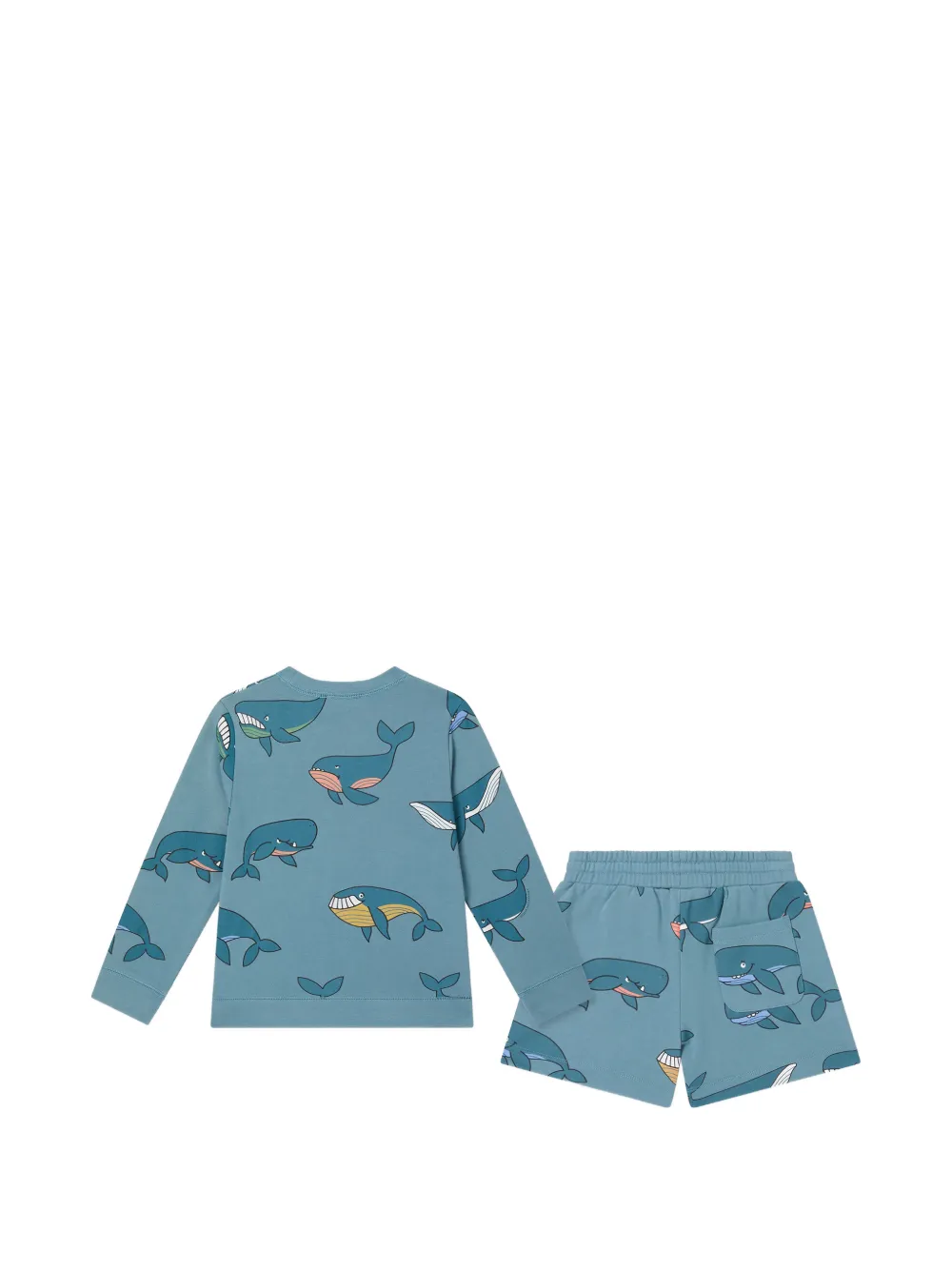 Stella McCartney Kids Set met sweater en shorts met walvis-print Blauw