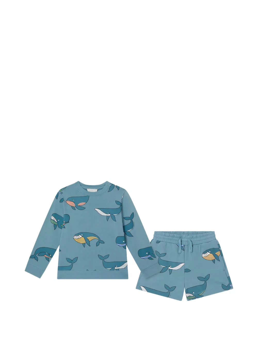 Stella McCartney Kids whale-print sweatshirt and shorts set - Blu