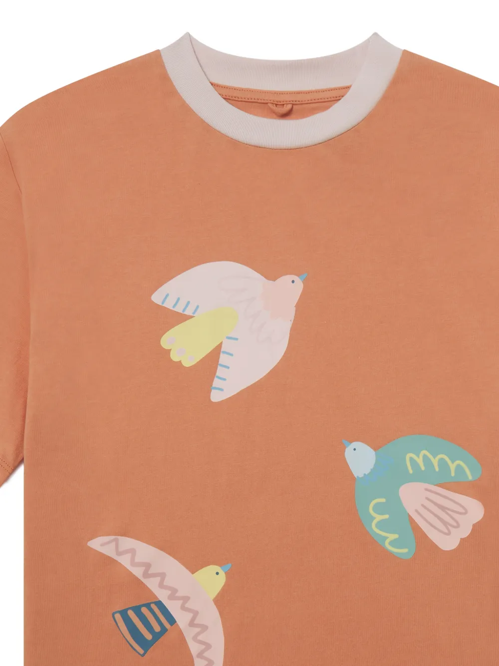 Stella McCartney Kids bird-print T-shirt Oranje