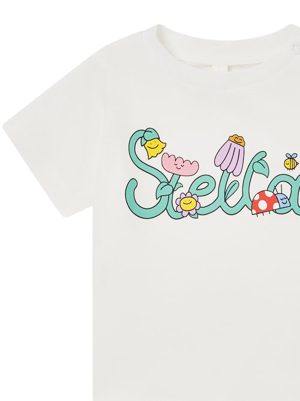 Stella McCartney Kids Katoenen T-shirt met logoprint Beige