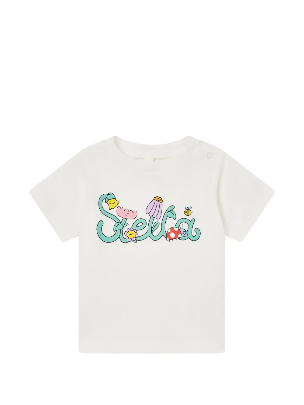 Stella McCartney Kids logo-print cotton T-shirt - Toni neutri