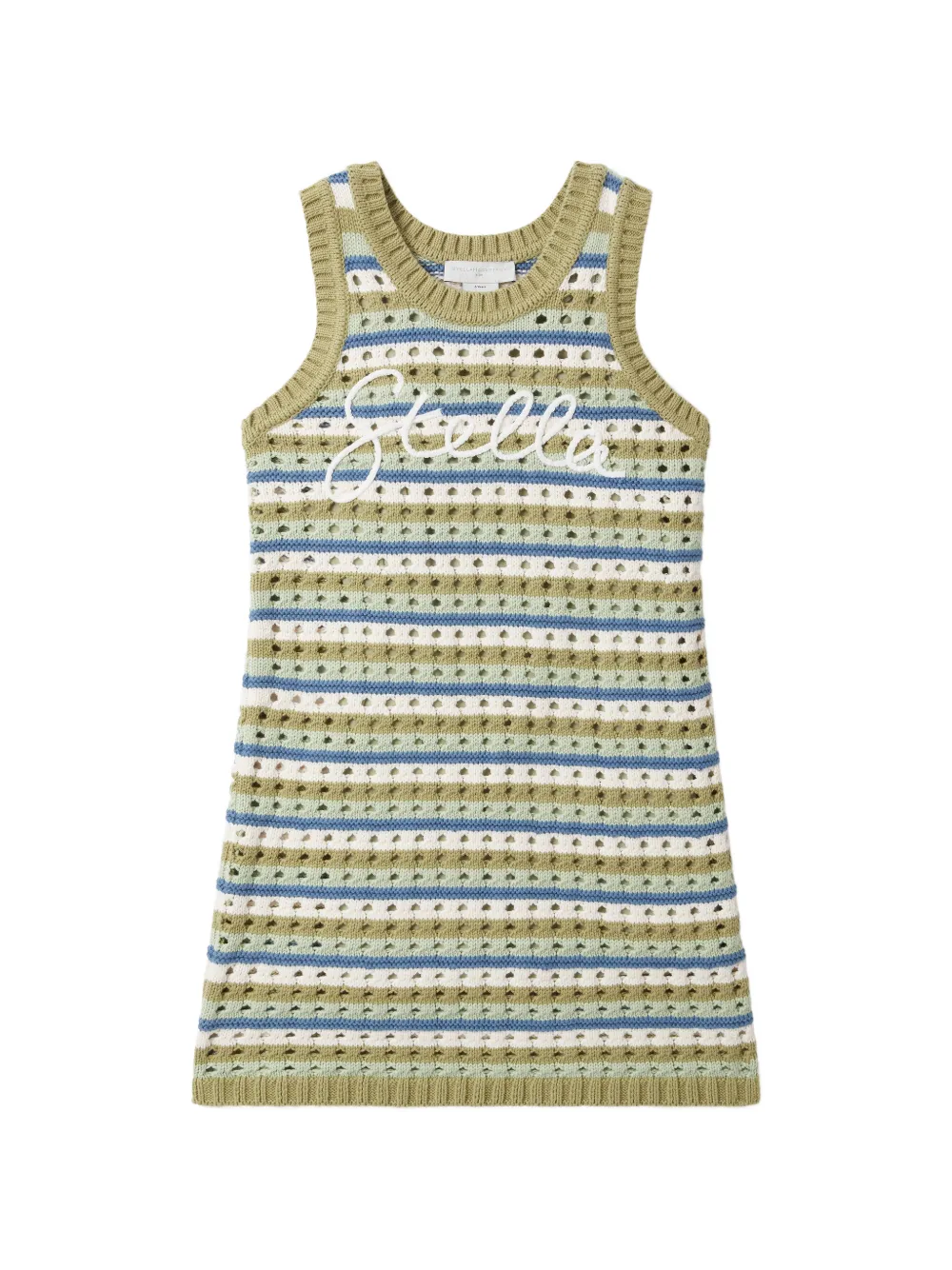 Stella McCartney Kids open-knit striped dress - Verde