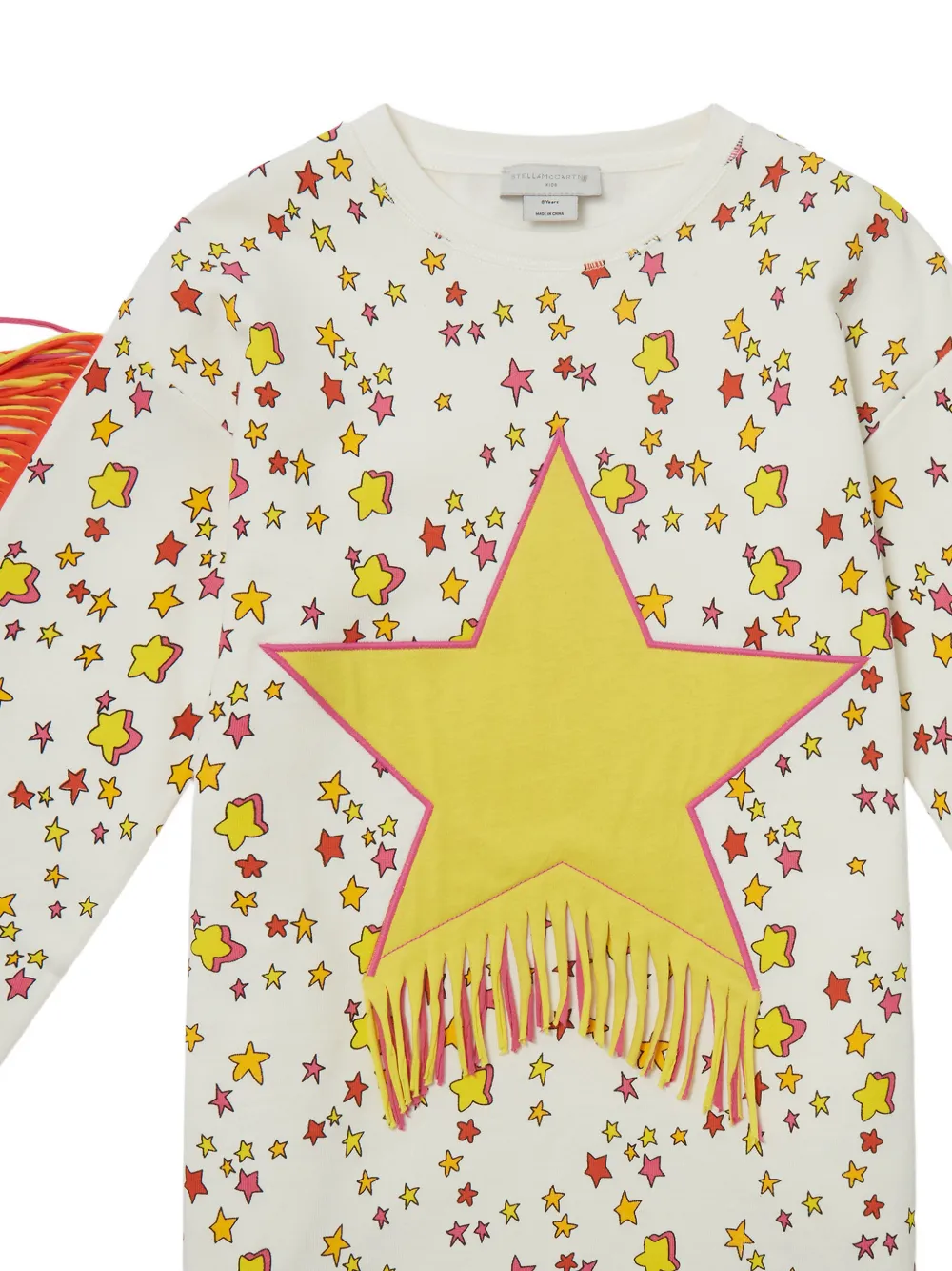 Stella McCartney Kids star-print fringed dress Wit
