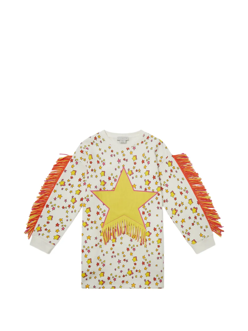 Stella McCartney Kids star-print fringed dress - Bianco