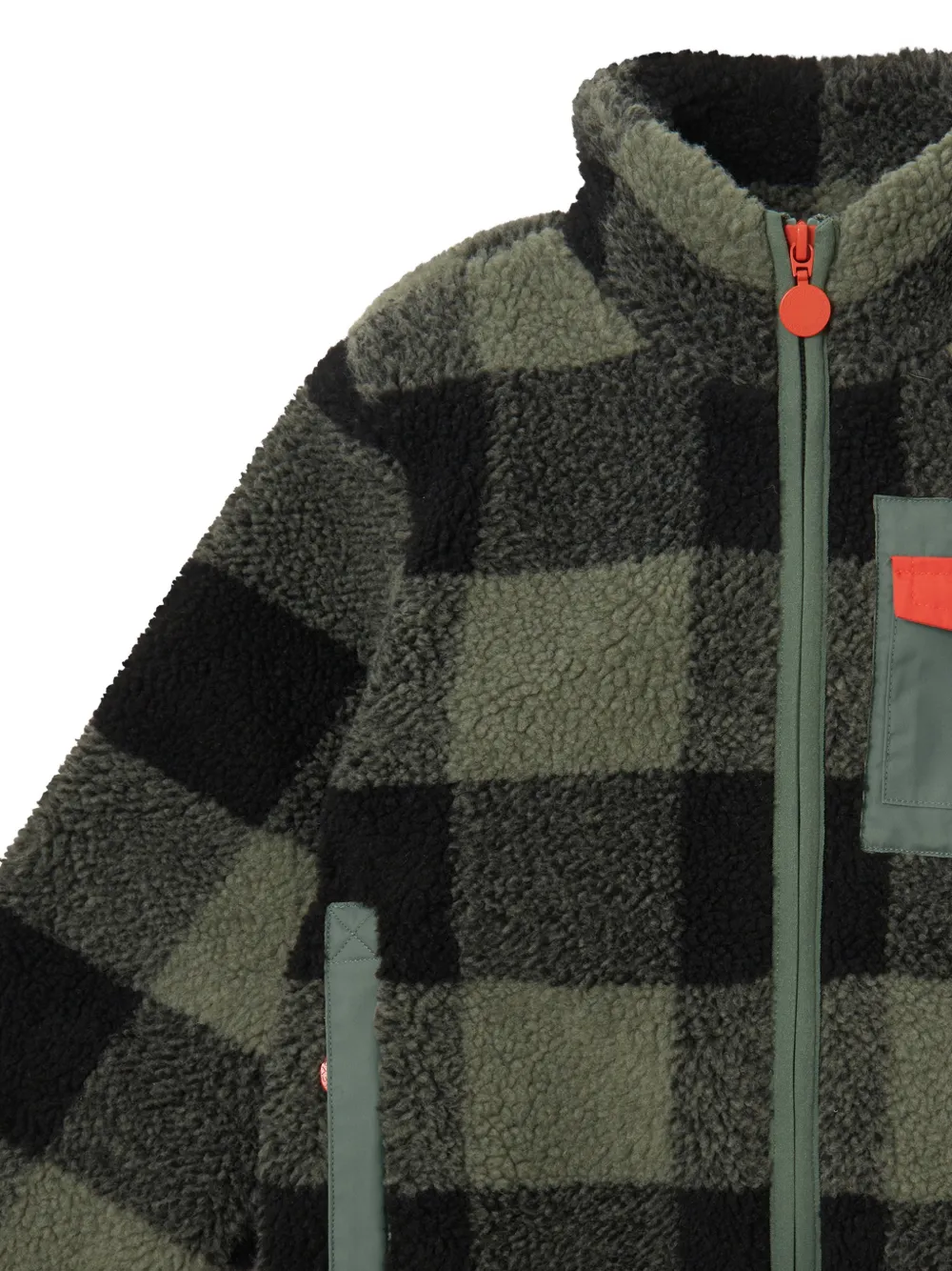 Stella McCartney Kids check-pattern fleece jacket Groen