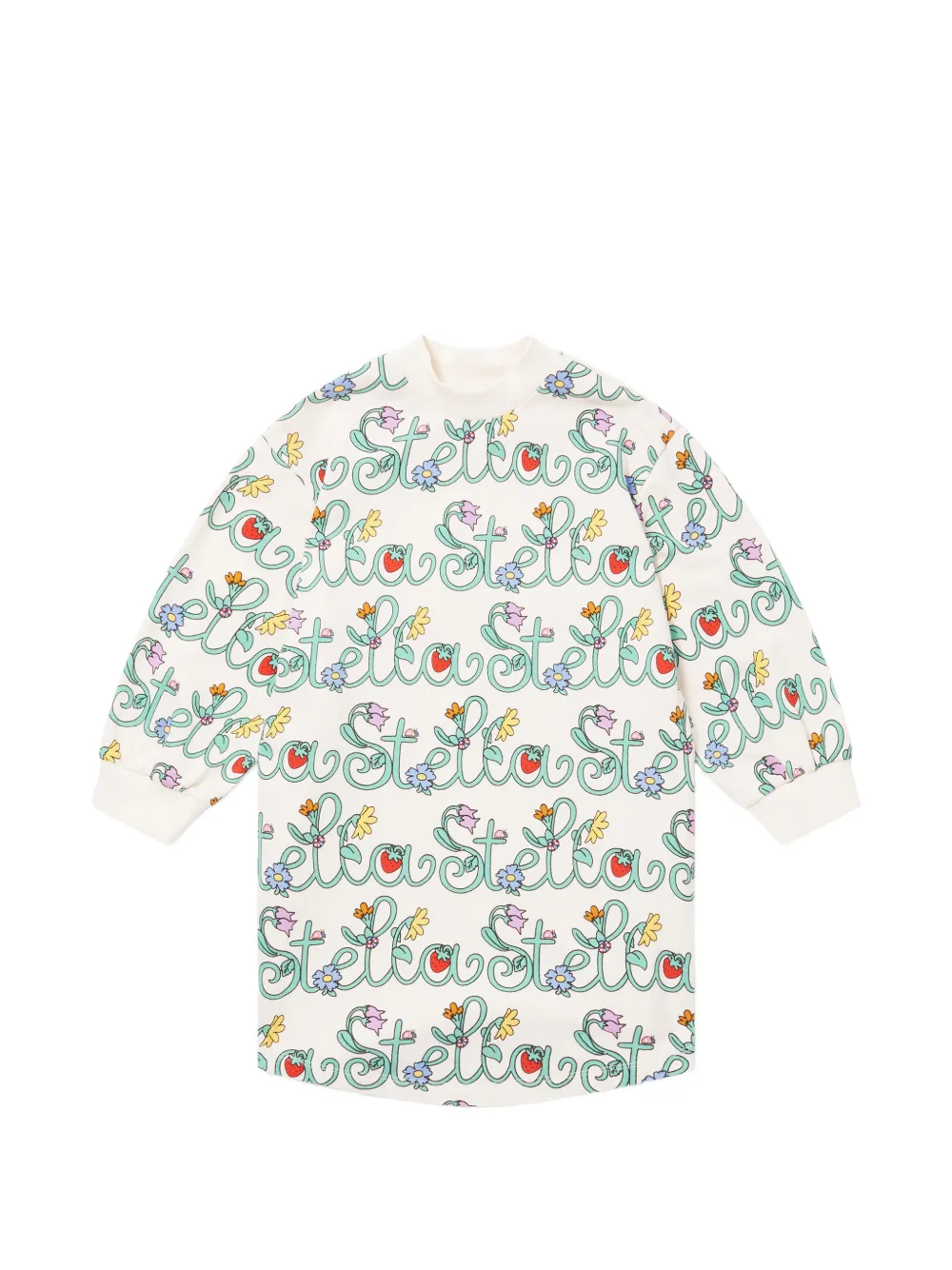 Stella McCartney Kids Stella Vine logo-print floral-print sweatshirt dress - Bianco