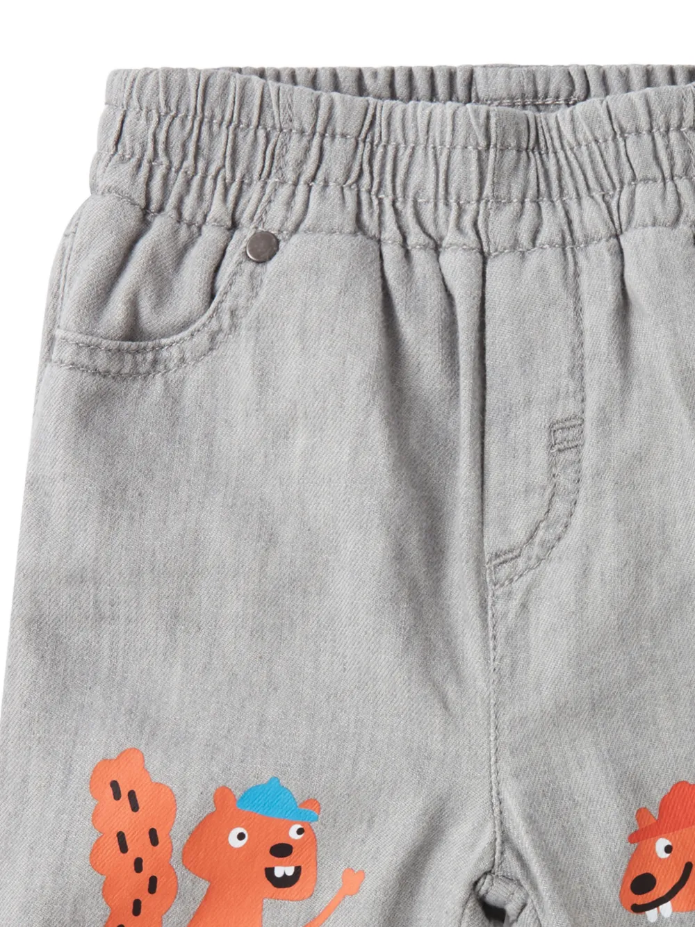 Stella McCartney Kids squirrel-print elasticated jeans Grijs