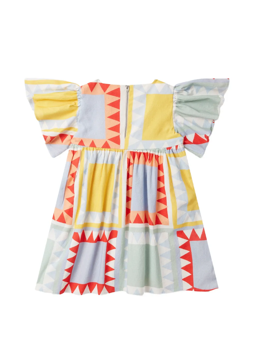 Stella McCartney Kids Jurk met geometrische print en ruches Wit