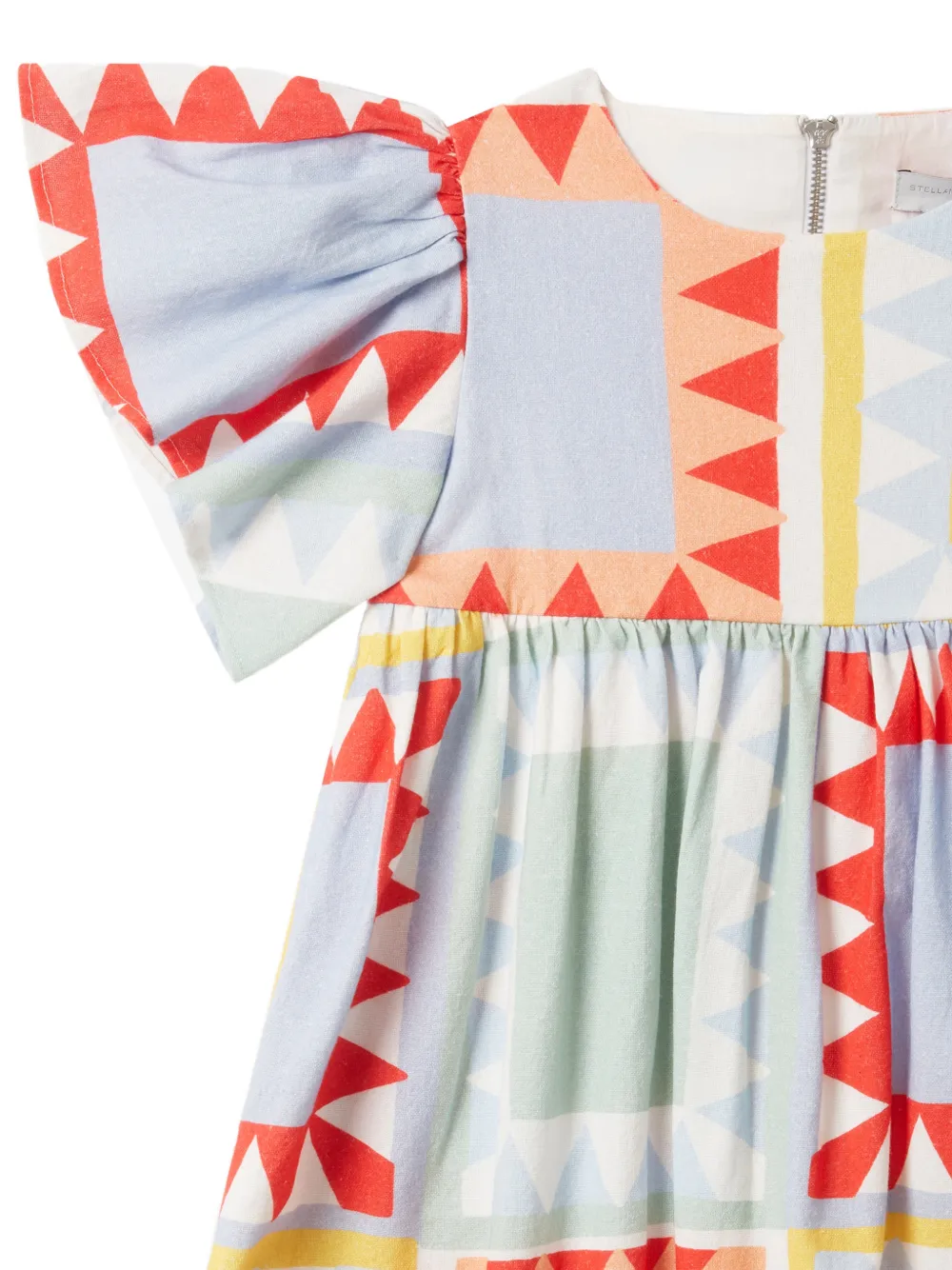 Stella McCartney Kids Jurk met geometrische print en ruches Wit