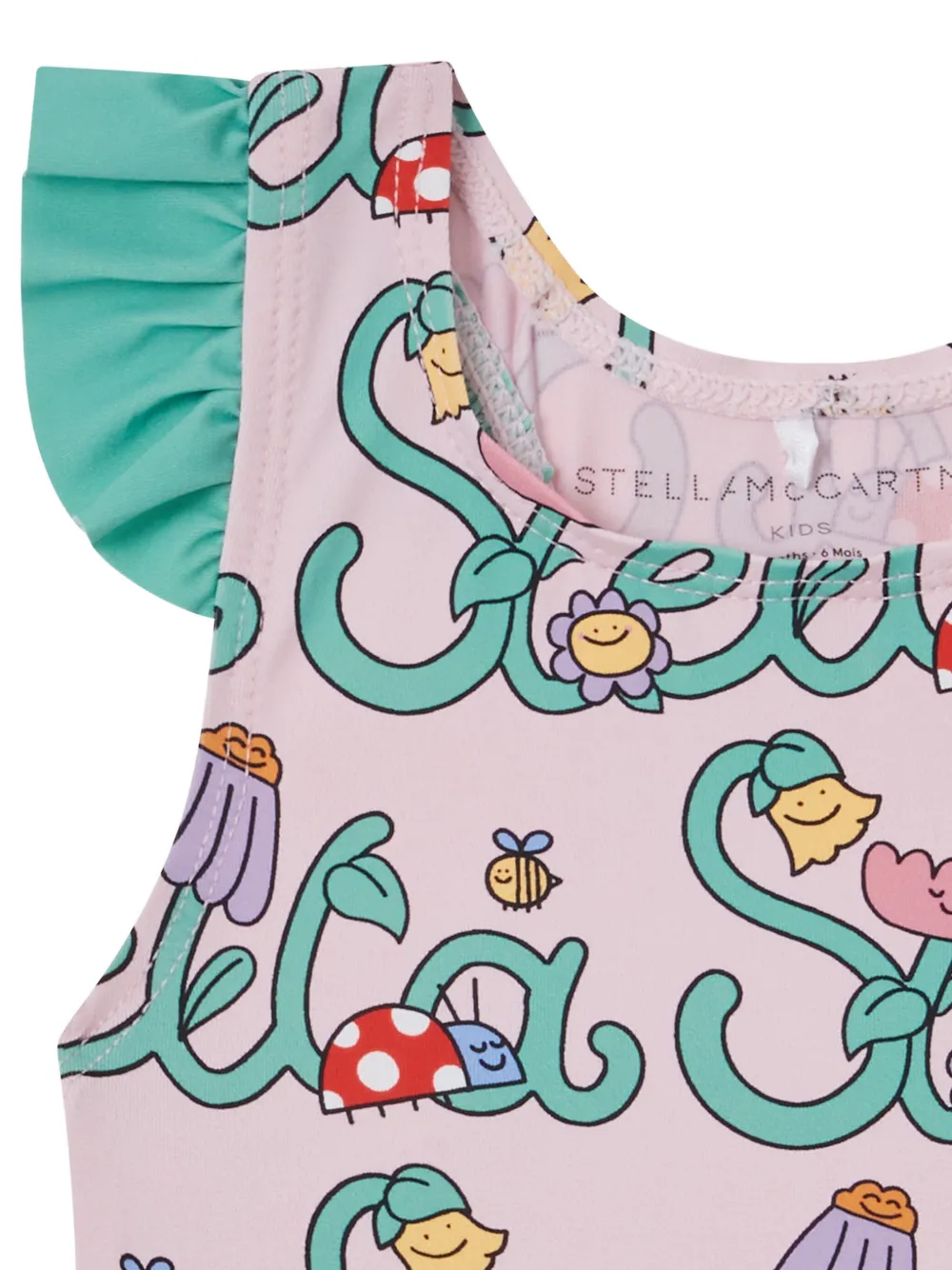 Stella McCartney Kids Stella Vine badpak met ruches en logoprint Roze