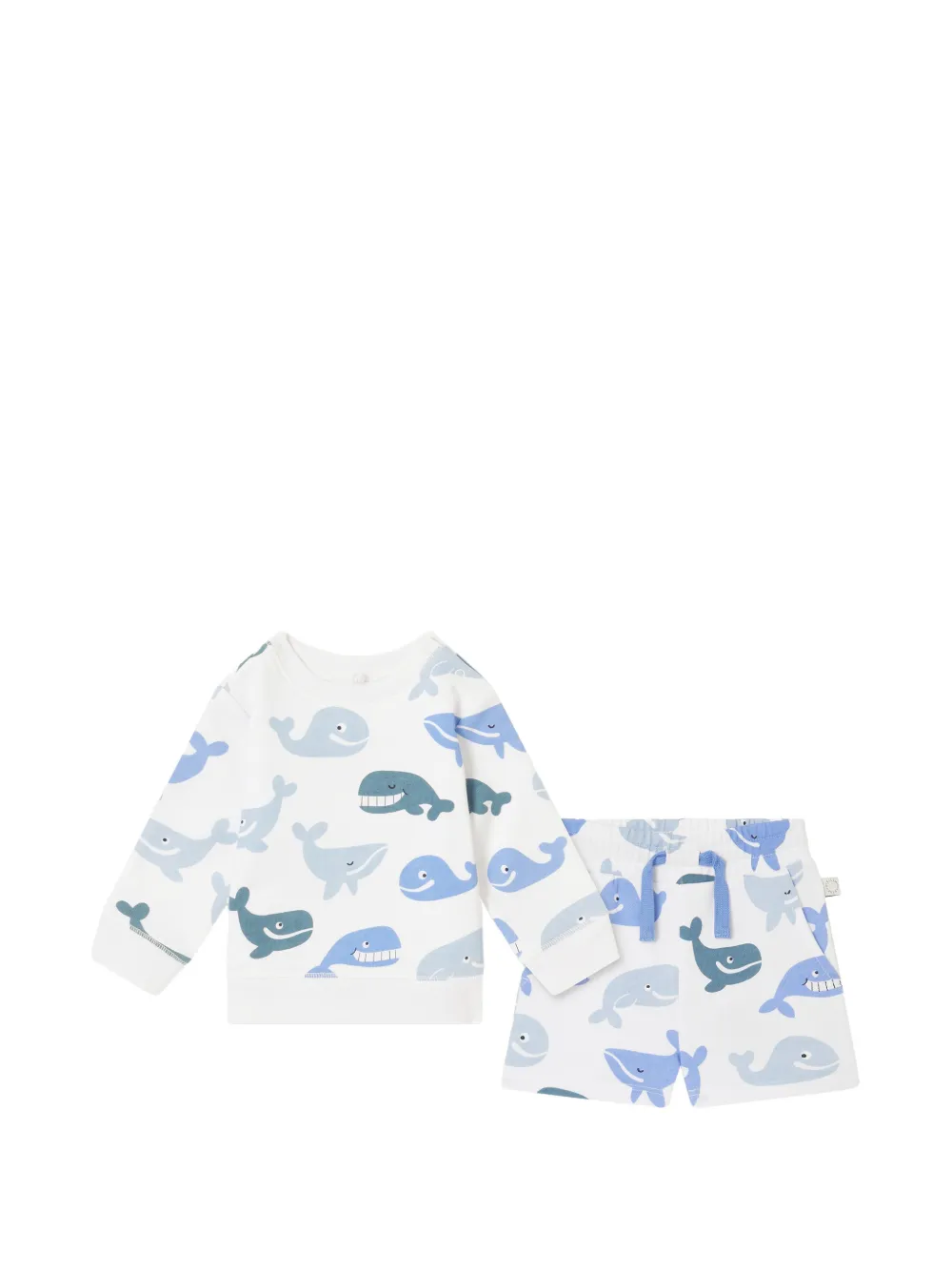 Stella McCartney Kids whale-print cotton tracksuit set - Bianco