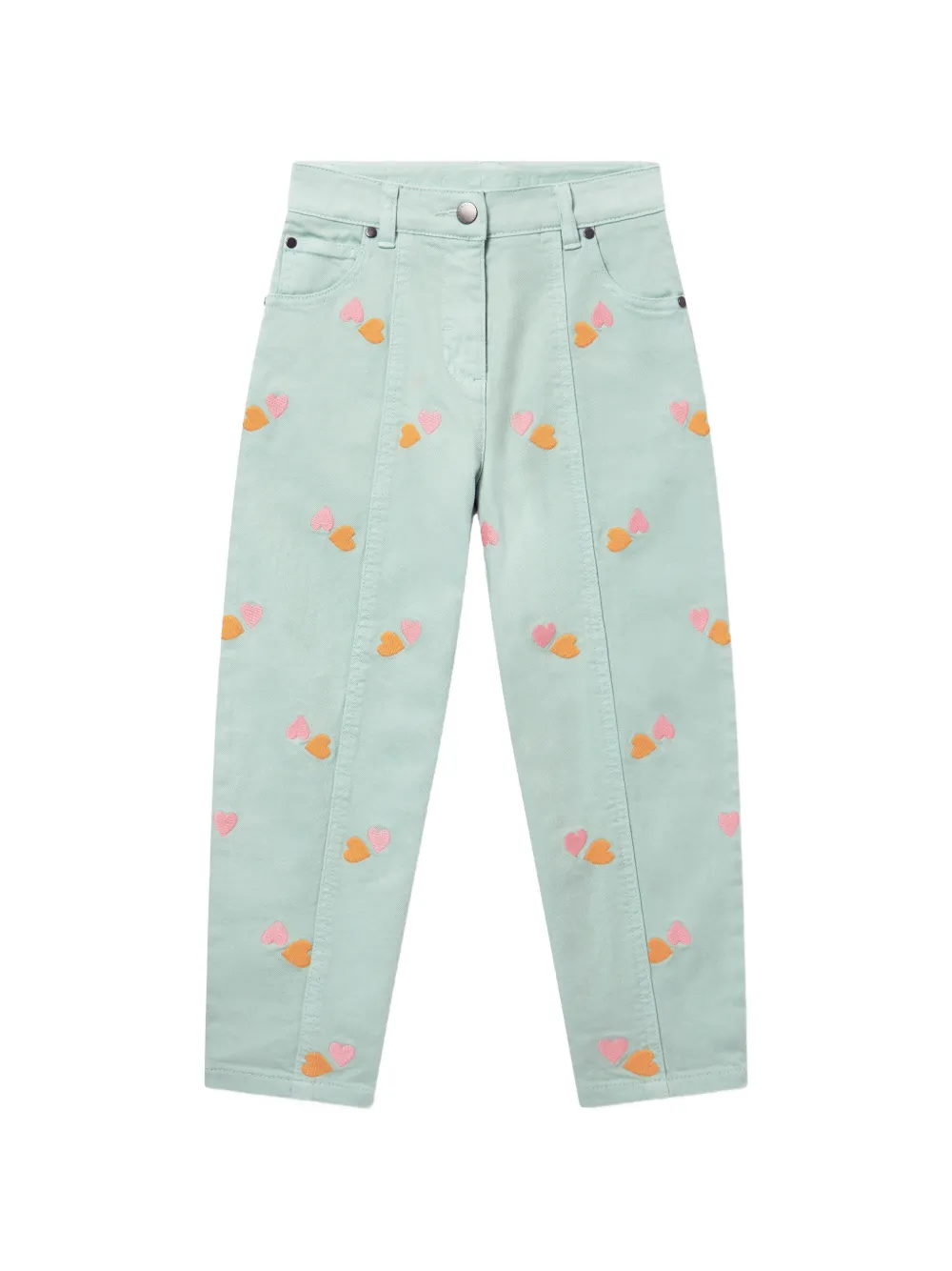 Stella McCartney Kids heart-embroidered trousers - Verde