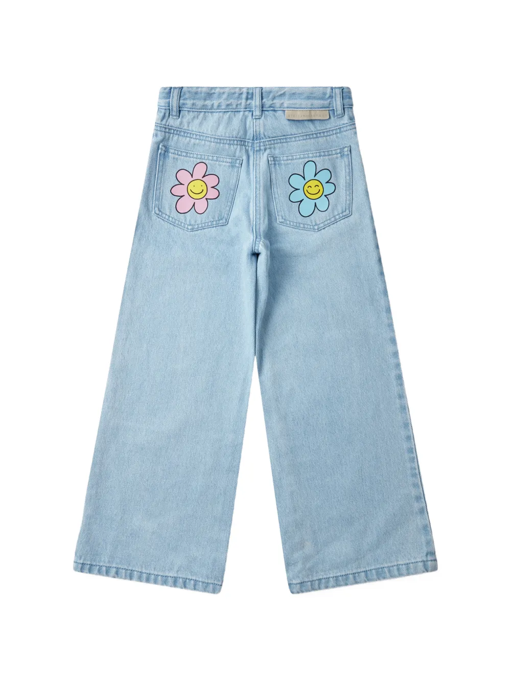 Stella McCartney Kids Jeans met wijde pijpen en bloemenprint Blauw