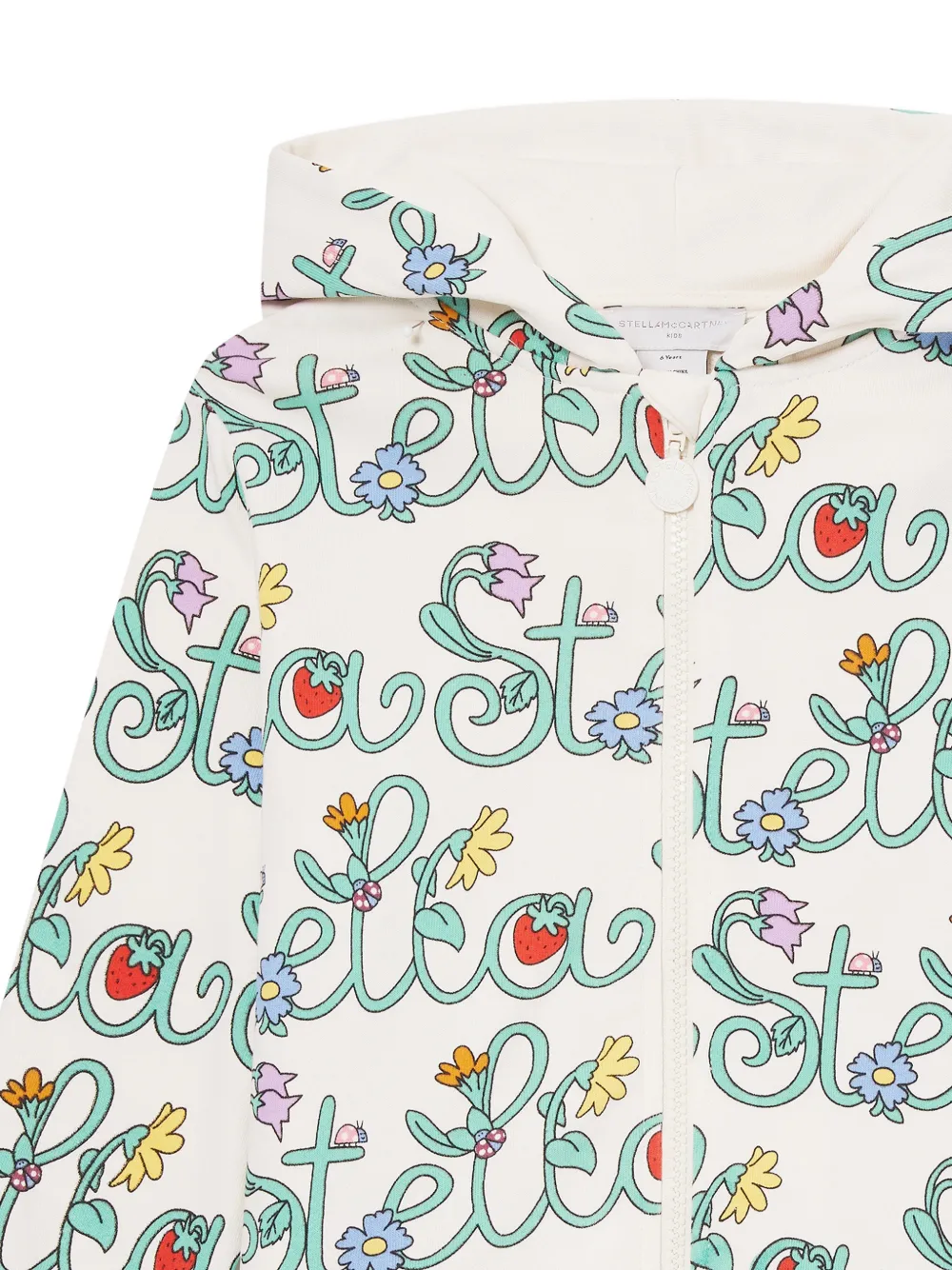Stella McCartney Kids Stella Vine hoodie met rits en logoprint Wit