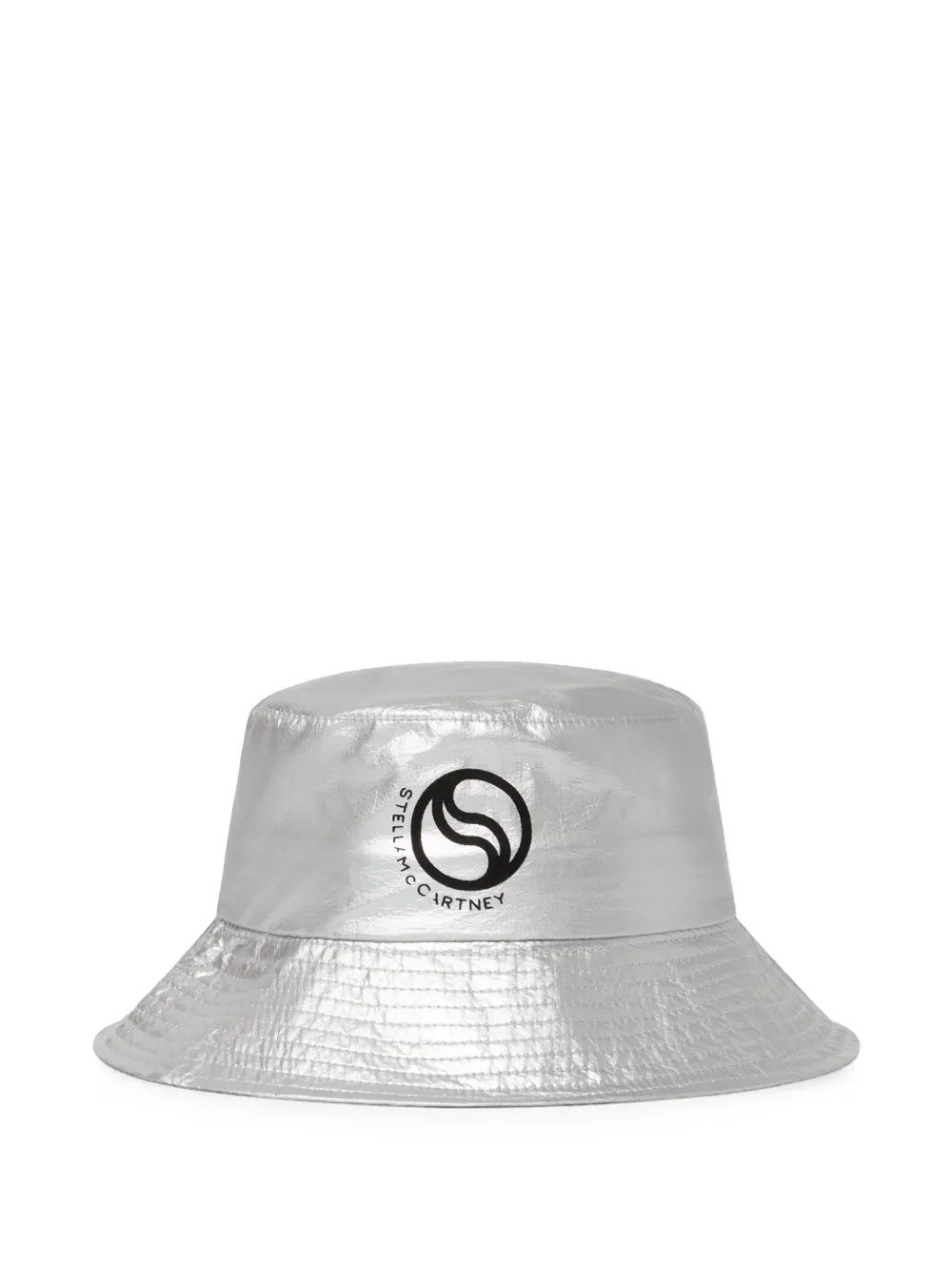 Stella McCartney Kids logo-print metallic-effect bucket hat - Argento