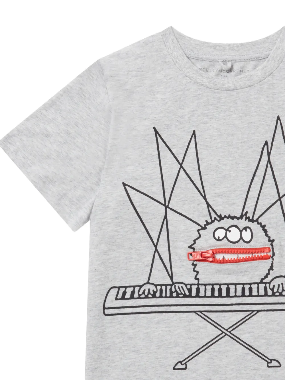 Stella McCartney Kids T-shirt met monsterprint en rits Grijs