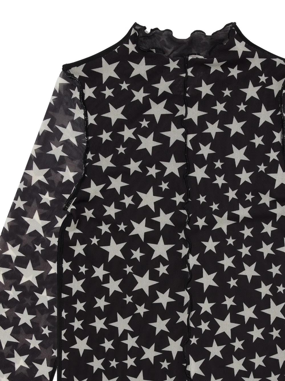 Stella McCartney Kids Mesh jurk met sterren-print Zwart