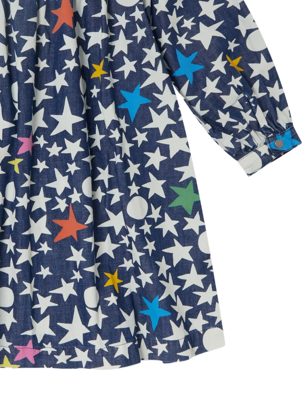 Stella McCartney Kids star-print long-sleeve denim dress Blauw