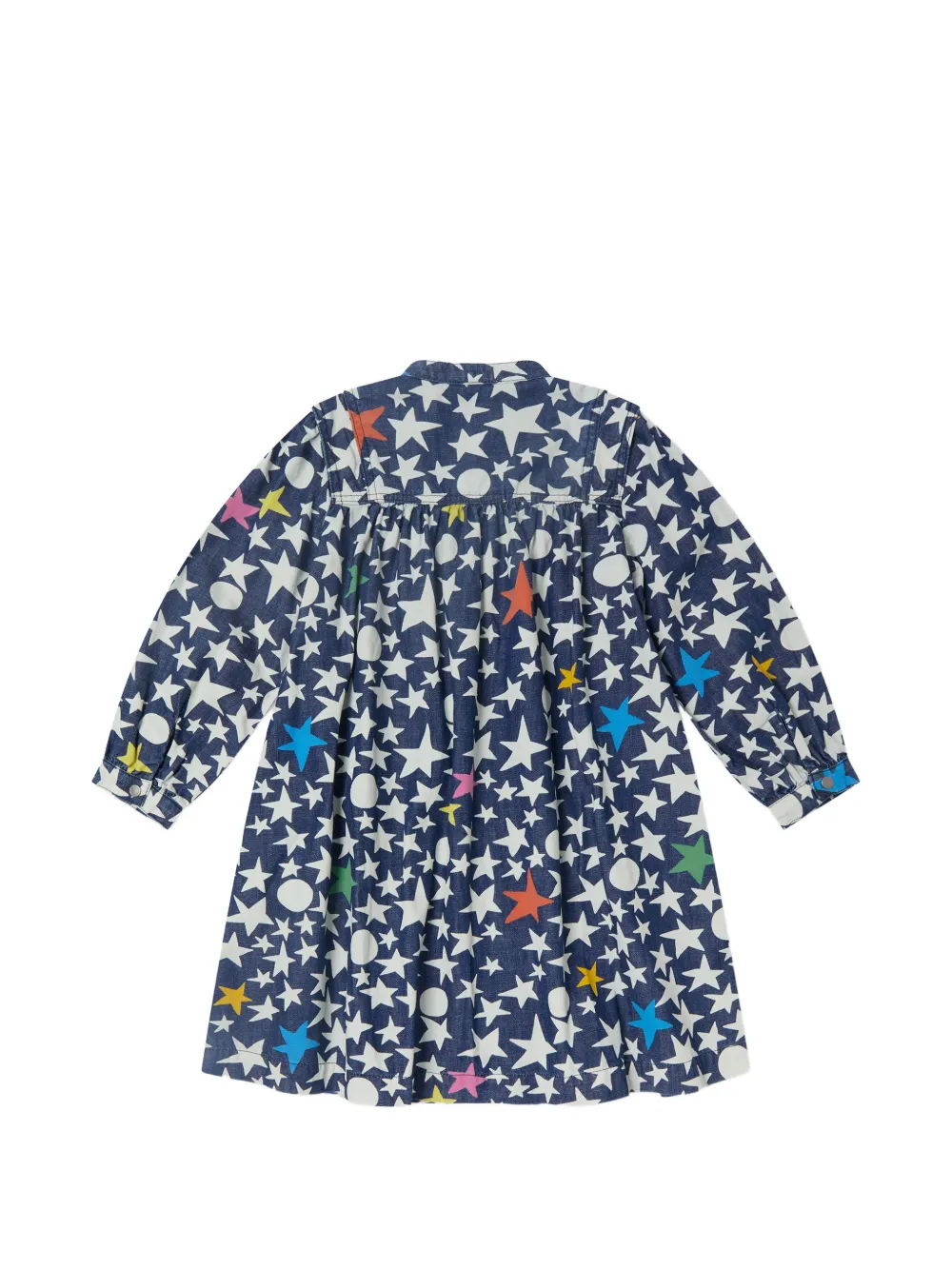 Stella McCartney Kids star-print long-sleeve denim dress Blauw