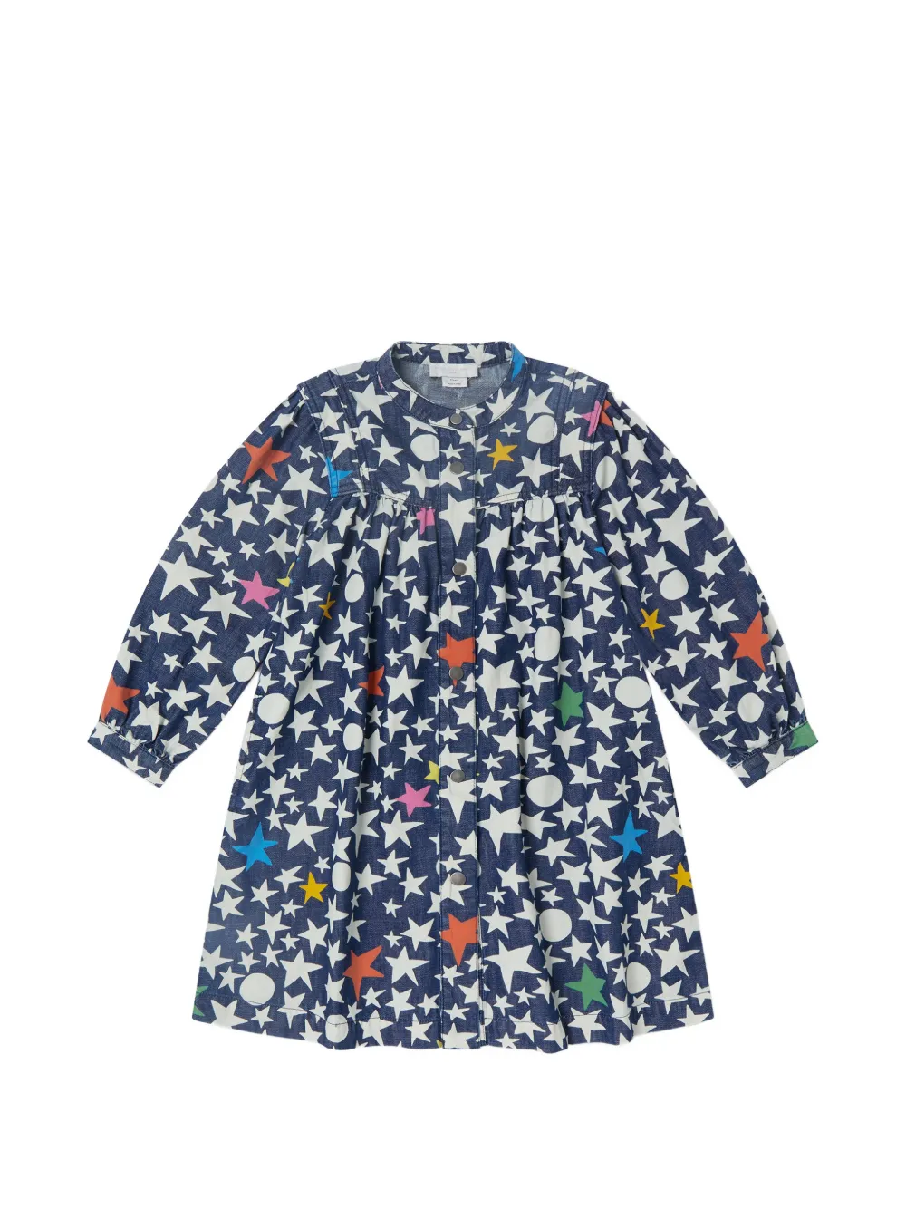 Stella McCartney Kids star-print long-sleeve denim dress - Blu