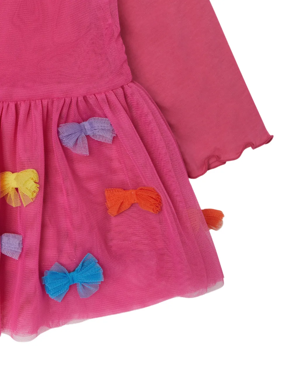 Stella McCartney Kids Tulen jurk verfraaid met strik en lange mouwen Roze