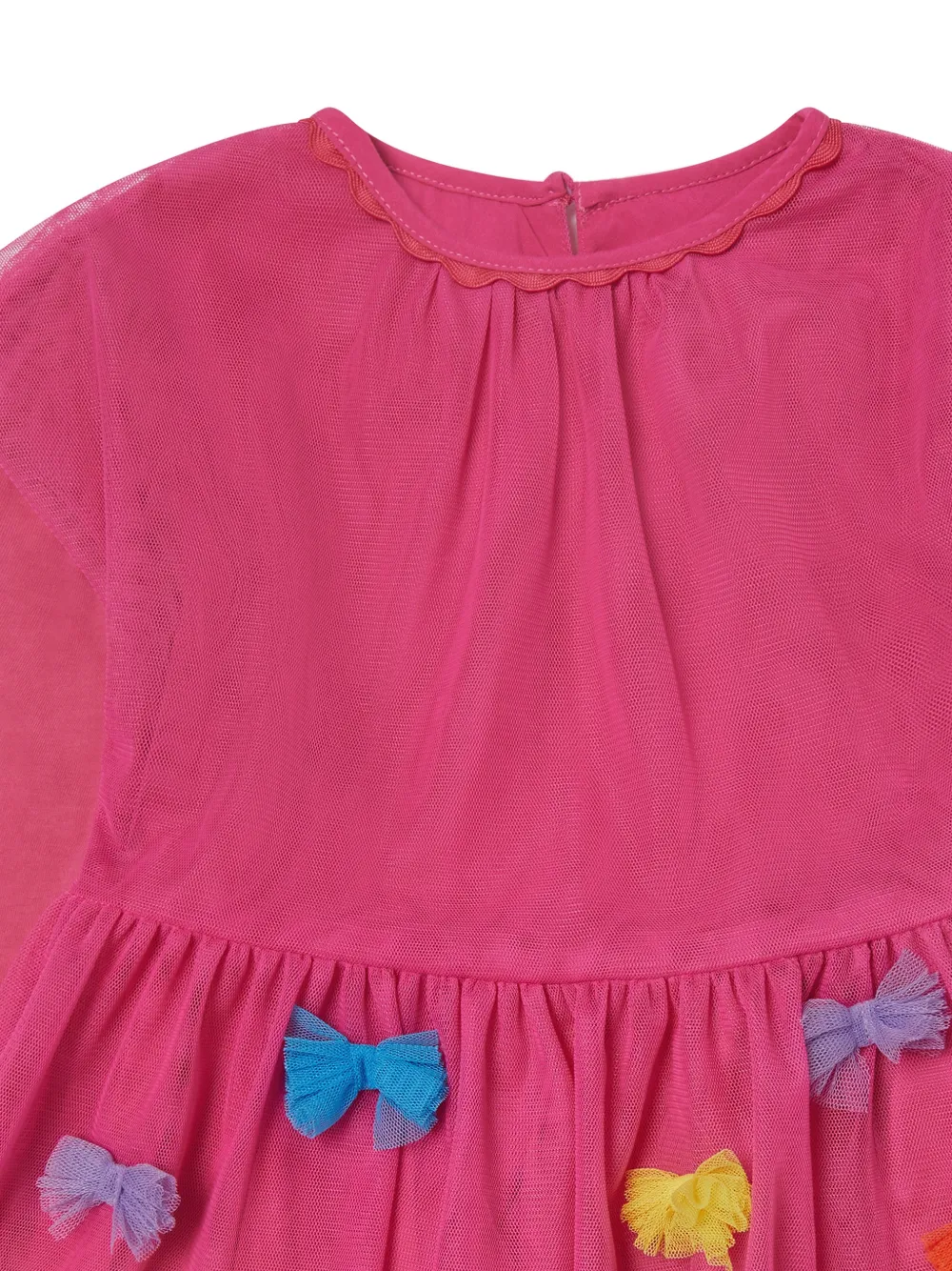 Stella McCartney Kids Tulen jurk verfraaid met strik en lange mouwen Roze