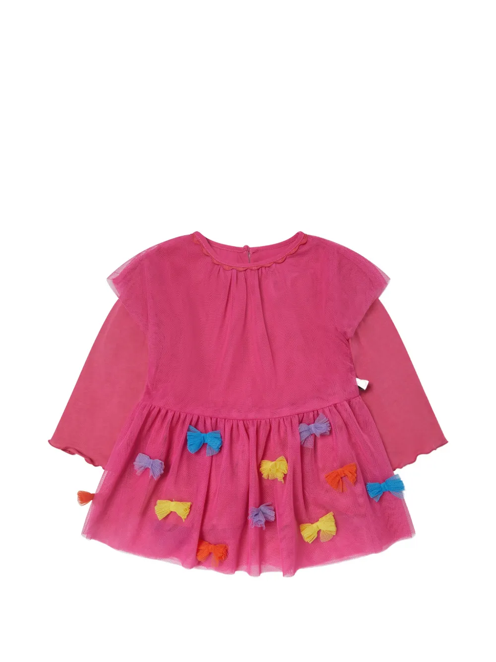 Stella McCartney Kids tulle bow-embellished long-sleeve dress - Rosa