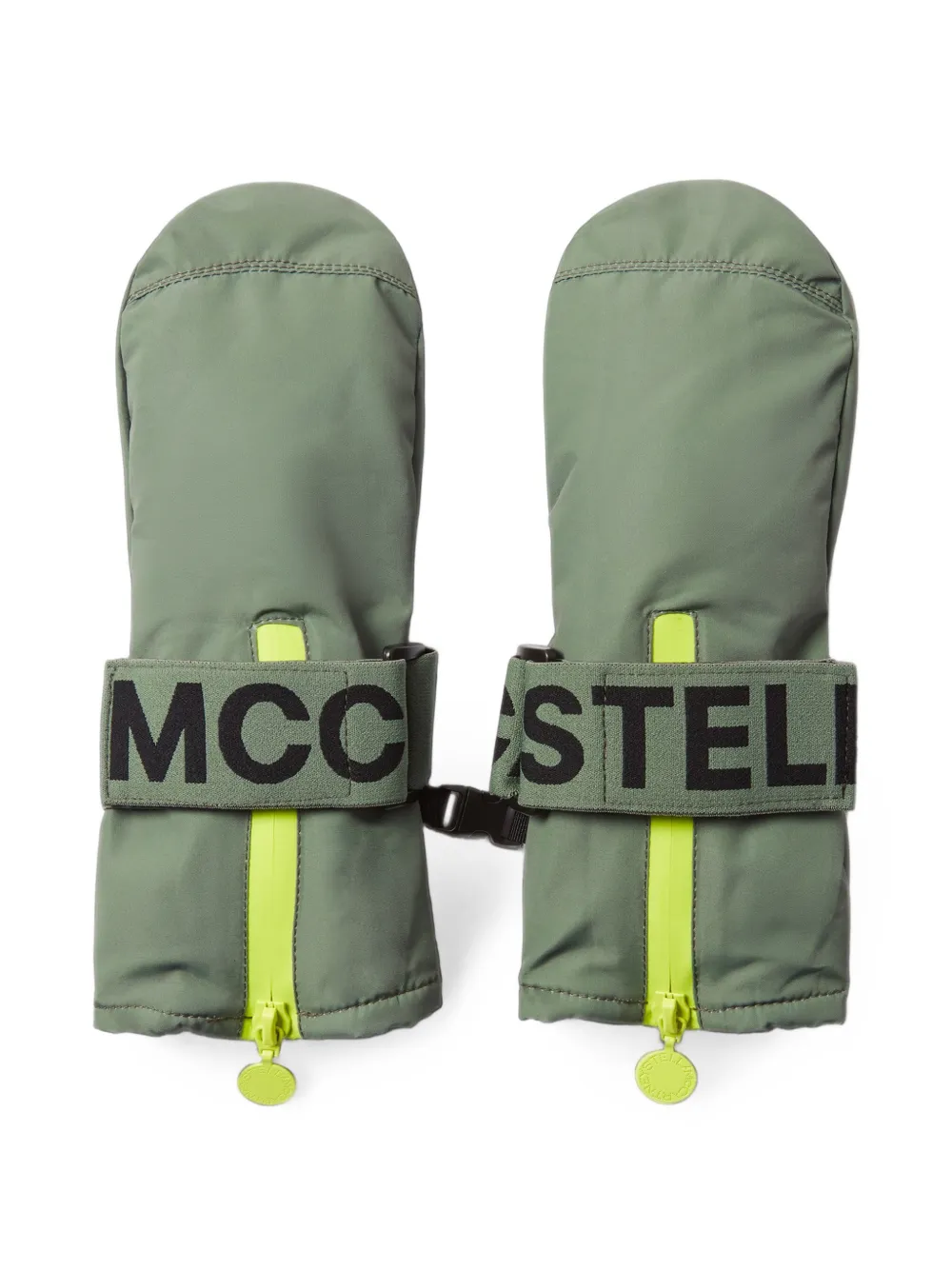 Stella McCartney Kids logo-print touch-strap ski gloves - Verde