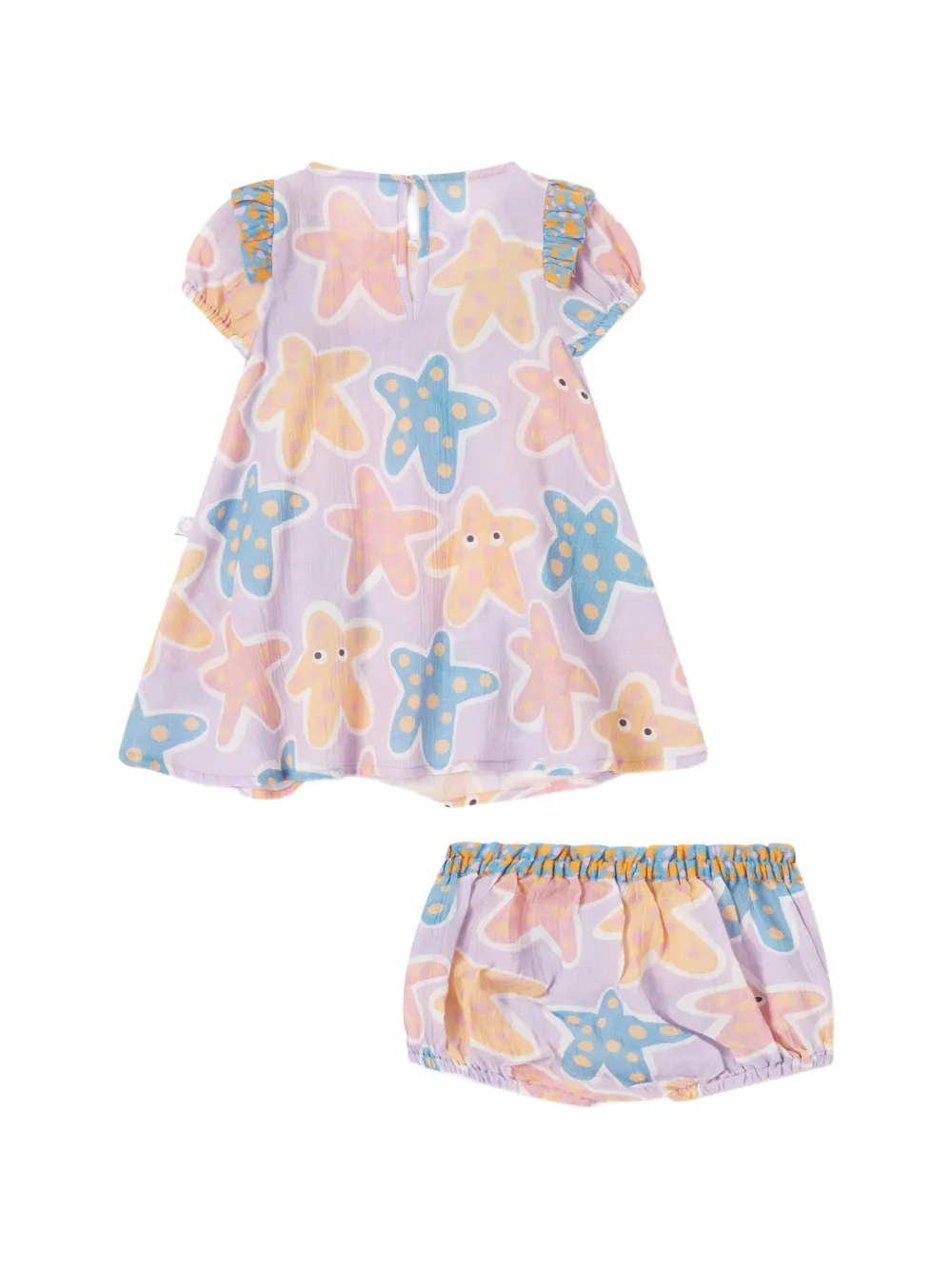 Stella McCartney Kids Jurkenset met ruches en zeester-print Paars