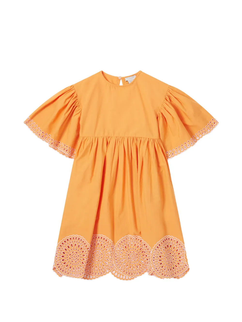 Stella McCartney Kids Abito in cotone e pizzo sangallo - Arancione