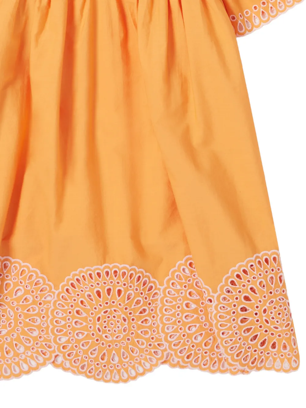 Stella McCartney Kids Katoenen jurk met broderie anglaise Oranje