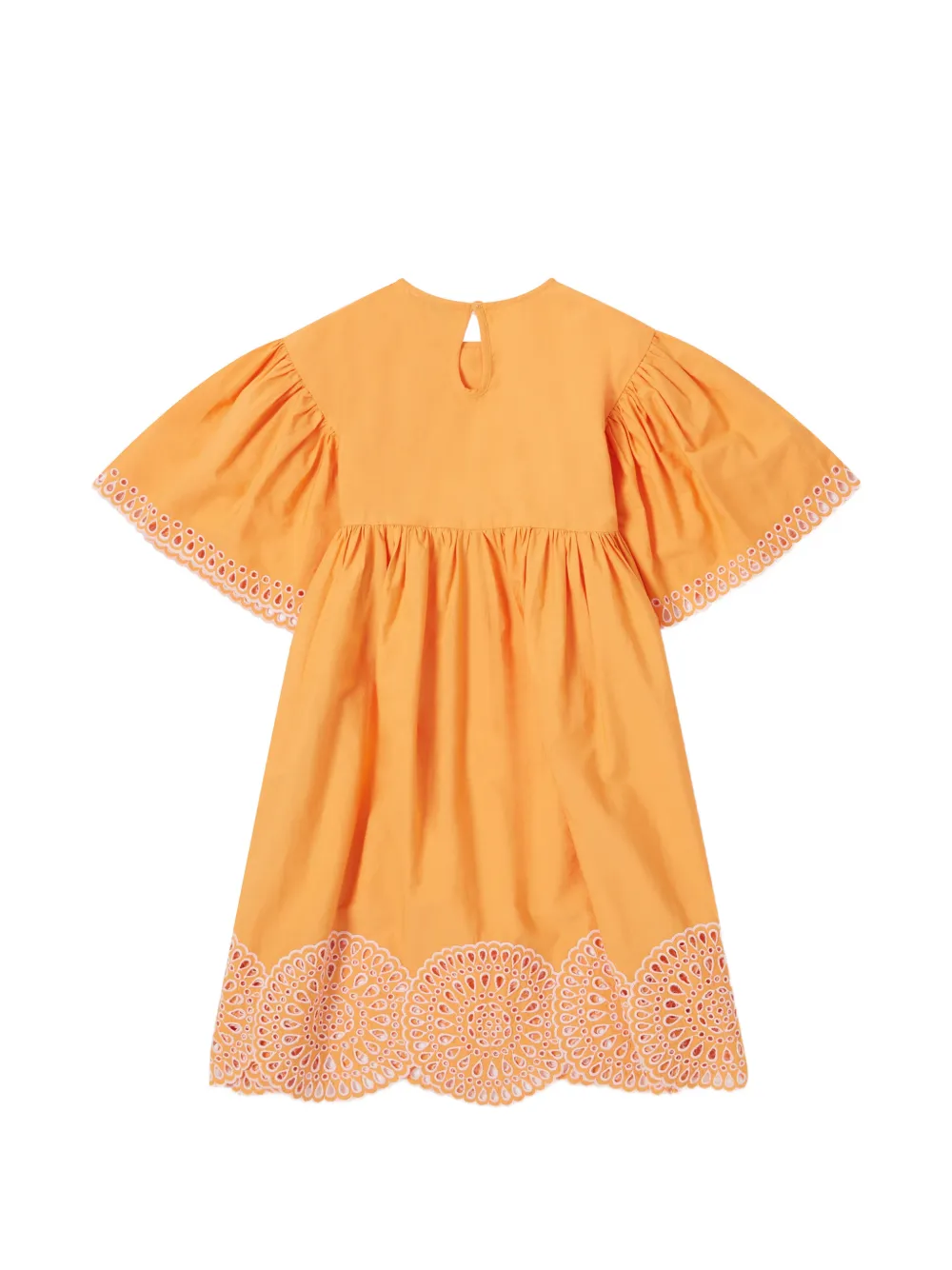 Stella McCartney Kids Katoenen jurk met broderie anglaise Oranje