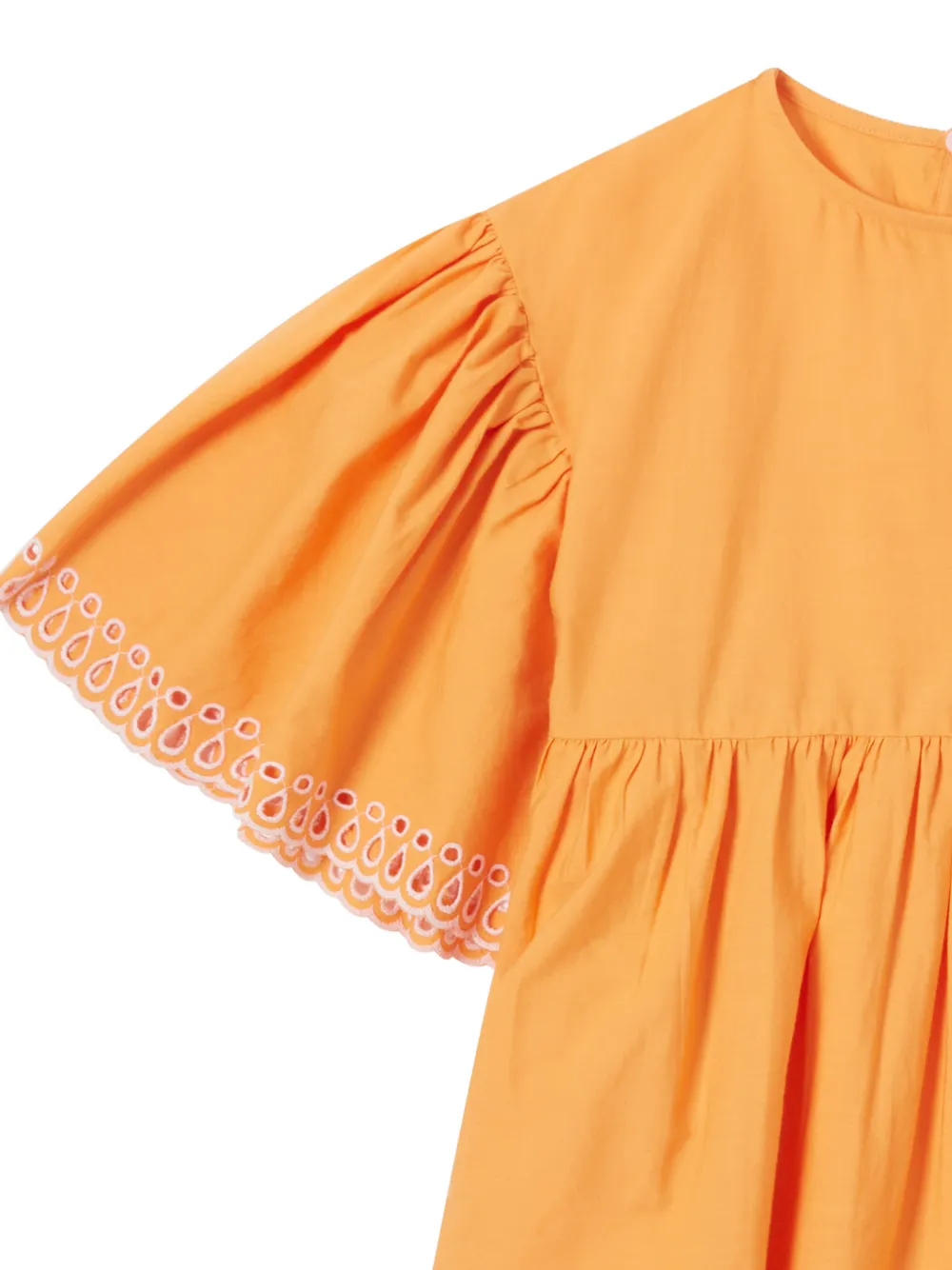 Stella McCartney Kids Katoenen jurk met broderie anglaise Oranje