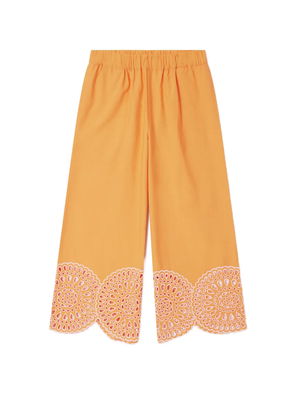 Stella McCartney Kids broderie-anglaise scalloped-hem trousers - Arancione