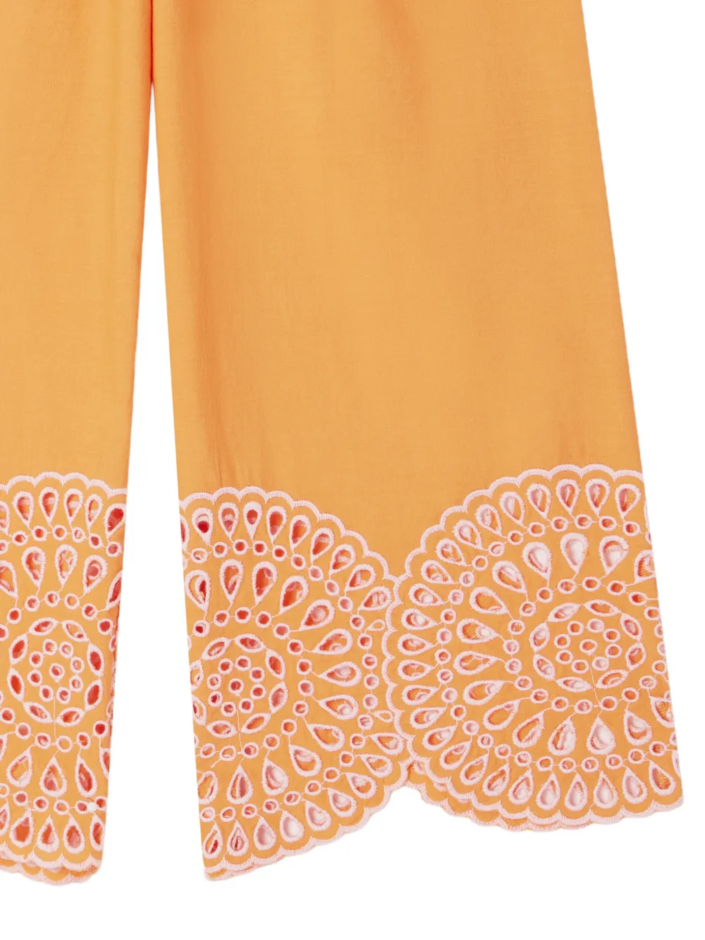 Stella McCartney Kids Broderie anglaise broek met gewelfde afwerking Oranje