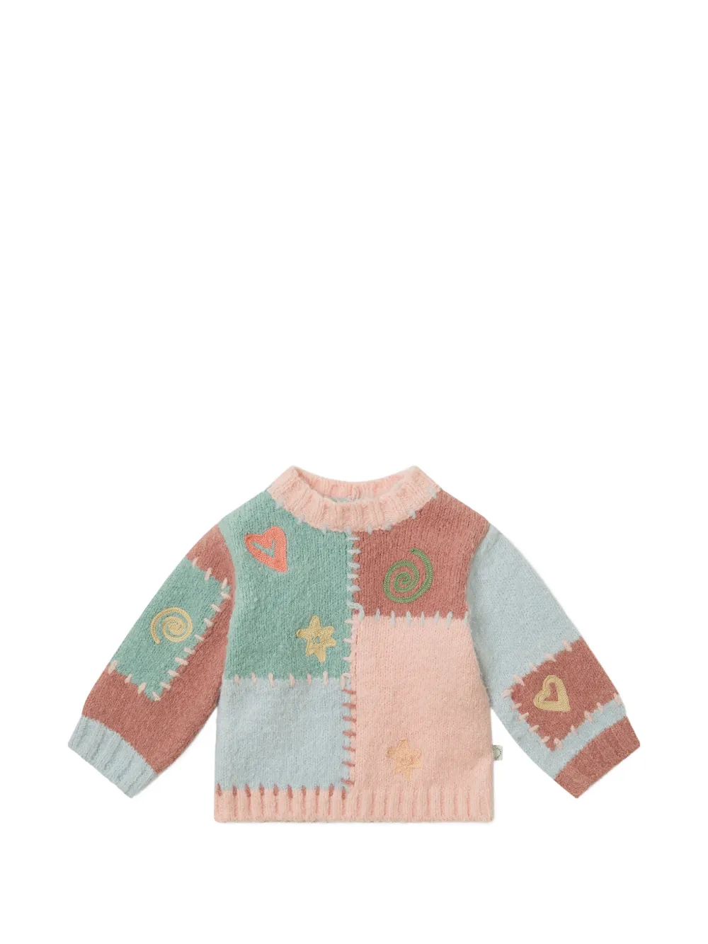 Stella McCartney Kids Maglione patchwork con ricamo - Rosa