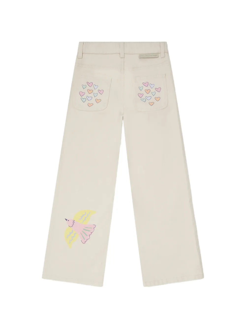 Stella McCartney Kids heart-embroidered jeans Beige