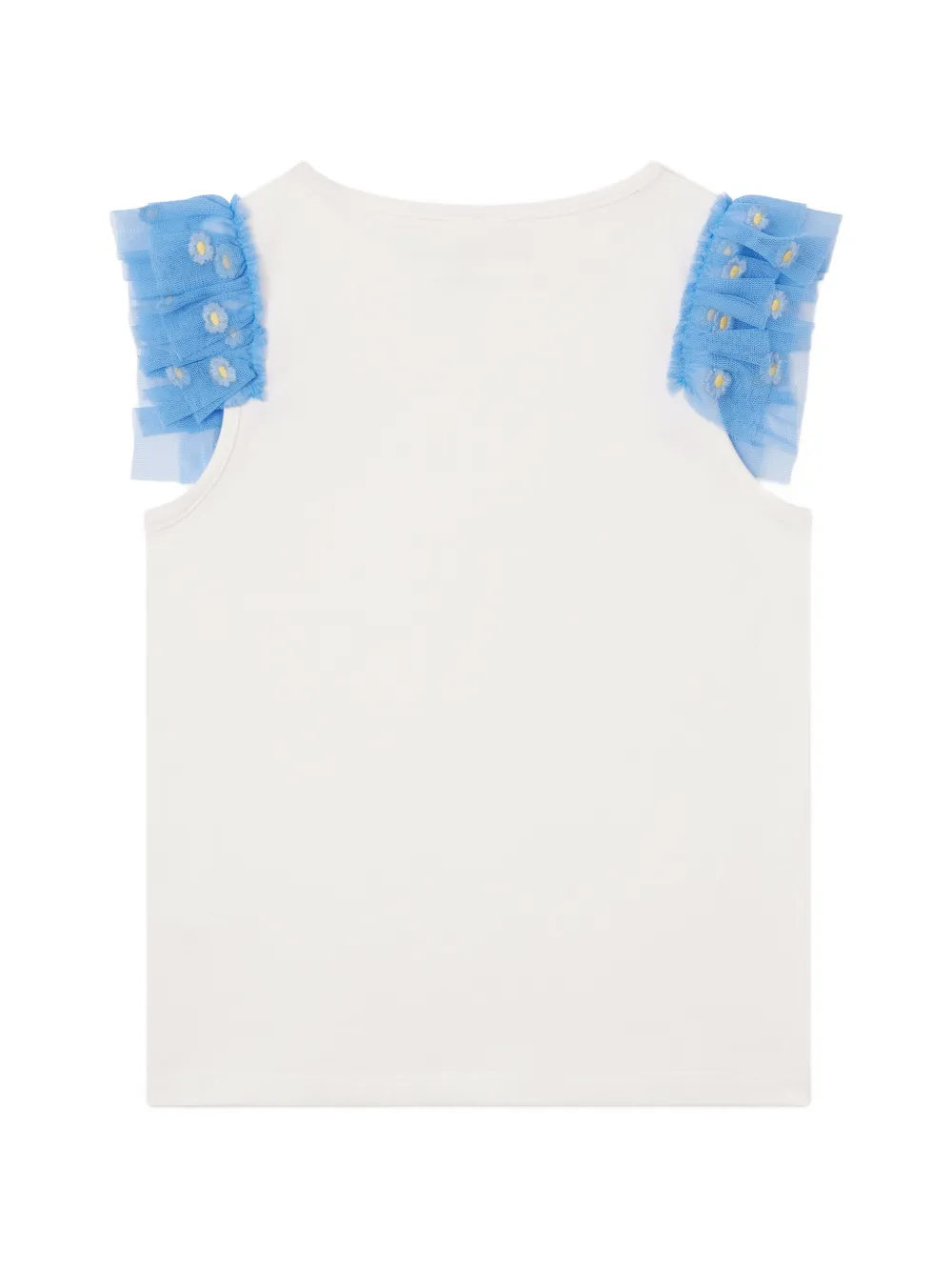 Stella McCartney Kids T-shirt met geborduurde bloemen en ruches Wit